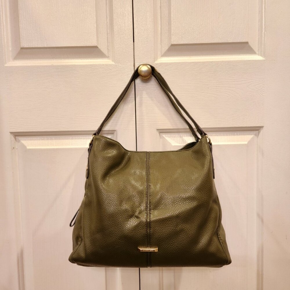 Anne Klein olive pebbled faux leather shoulder bag